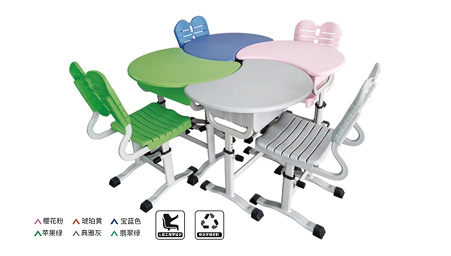 旋钮式手调升降塑料课桌椅 RH-C009